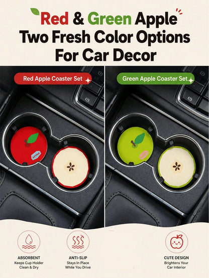 2pcs Cute Fruit Car Cup Holders, Non-Slip Absorbent Scratch-Resistant Universal Cup Coasters, Creative Cute Car Interior Decoration Accessories