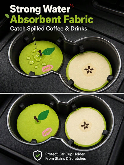 2pcs Cute Fruit Car Cup Holders, Non-Slip Absorbent Scratch-Resistant Universal Cup Coasters, Creative Cute Car Interior Decoration Accessories