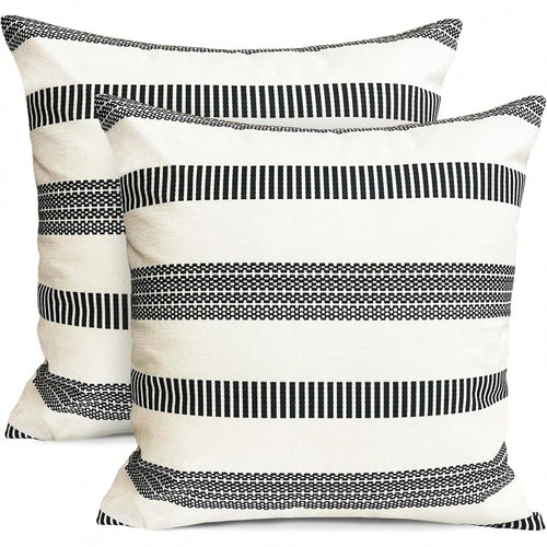2PCS Decorative Pillow Pillow Cover Black Bohemian Pillowcase Pillow Pillow Cover Pillow Cover Modern Bohemian Farmhouse Outdoor Pillowcase For Sofa Bed Living Room Without Pillow Core On One Side