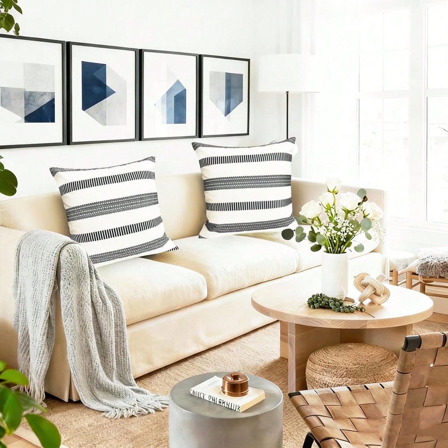 2PCS Decorative Pillow Pillow Cover Black Bohemian Pillowcase Pillow Pillow Cover Pillow Cover Modern Bohemian Farmhouse Outdoor Pillowcase For Sofa Bed Living Room Without Pillow Core On One Side