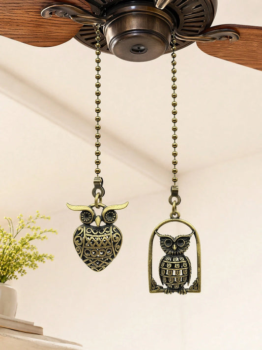 2pcs DIY Owl Ceiling Fan Pull Chain Decorative Fan Light Pull Chain Pendant Extension 14 Inch Lighting Ceiling Fan Beads Ball-Shaped Ceiling Fan Pull Chain Extension Decor With Connector, Trimmable