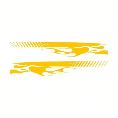 2Pcs Flame Sports Racing Side Skirt Decals, Universal Self-Adhesive Car Side Stripe Stickers For Car SUV Off-Road Vehicles