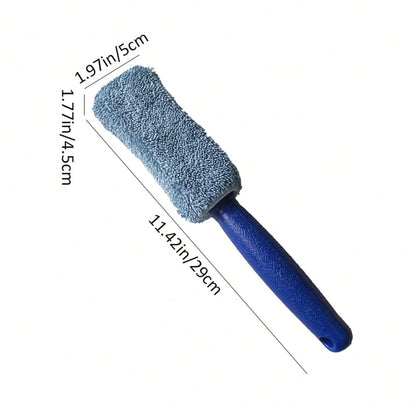 2Pcs Garage Cleaning Tool Brushes, Long Handle Microfiber Wheel Brushes For Car Engine Exhaust Rim Daily Care