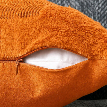 2Pcs Halloween Pillow Covers 18x18 Inch Black Eyes Beige Ghost Throw Pillow Cases Soft Plush Faux Fur Wool Couch Cushion Case For Chair Sofa Bedroom Living Room Home Decor