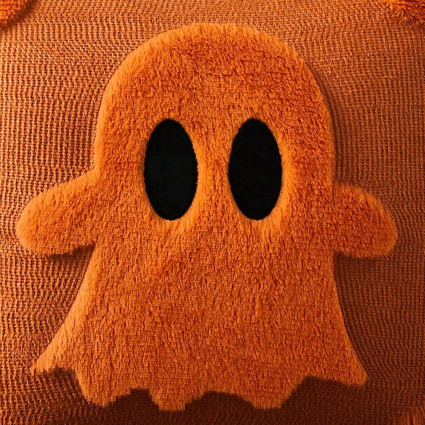 2Pcs Halloween Pillow Covers 18x18 Inch Black Eyes Beige Ghost Throw Pillow Cases Soft Plush Faux Fur Wool Couch Cushion Case For Chair Sofa Bedroom Living Room Home Decor