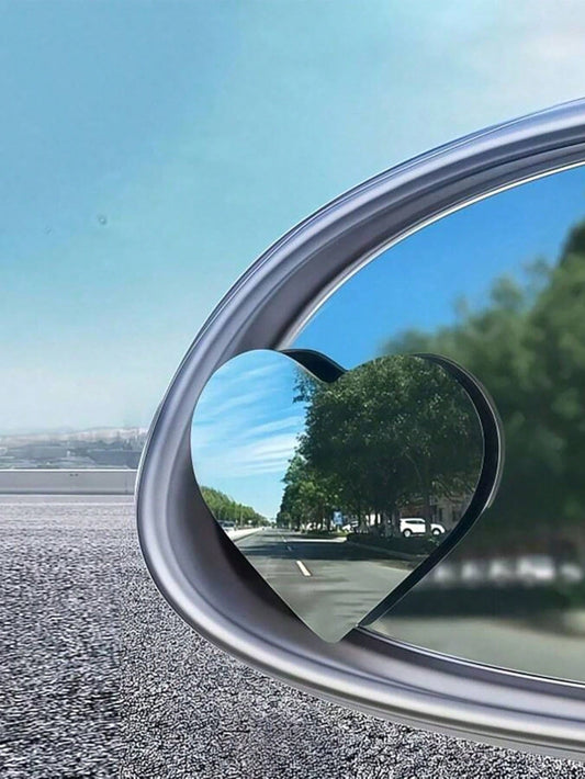 2pcs Heart-Shaped Blind Spot Mirrors, Car Heart-Shaped Blind Spot Mirrors, Frameless Car Blind Spot Mirrors, 360° Wide Angle Convex Fan-Shaped Blind Spot Rearview Parking Mirrors