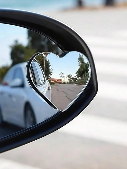 2pcs Heart-Shaped Blind Spot Mirrors, Car Heart-Shaped Blind Spot Mirrors, Frameless Car Blind Spot Mirrors, 360° Wide Angle Convex Fan-Shaped Blind Spot Rearview Parking Mirrors