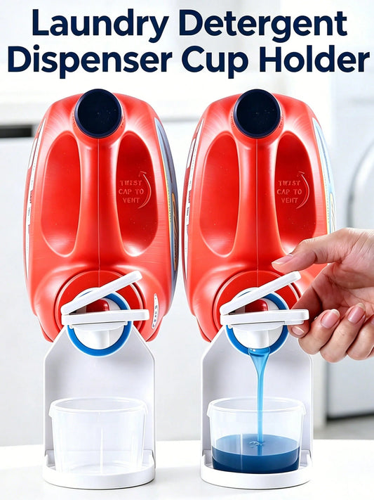 2pcs Laundry Detergent Dispenser Cup Holder| Detergent Drip Collector| Easy-To-Use Switch, No More Leakage/Mess| Bathroom Accessory Kitchen Household Item| Laundry Room Cleaning Supplies Household