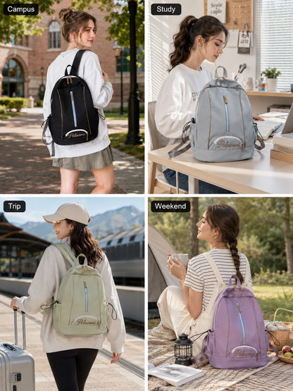2PCS Letter Embroidered Contrast Line Backpack With Pencil Case, Waterproof Nylon Large Capacity Multi-Compartment School Bag, Laptop Backpack For Middle School, High School, College Students, Commuti