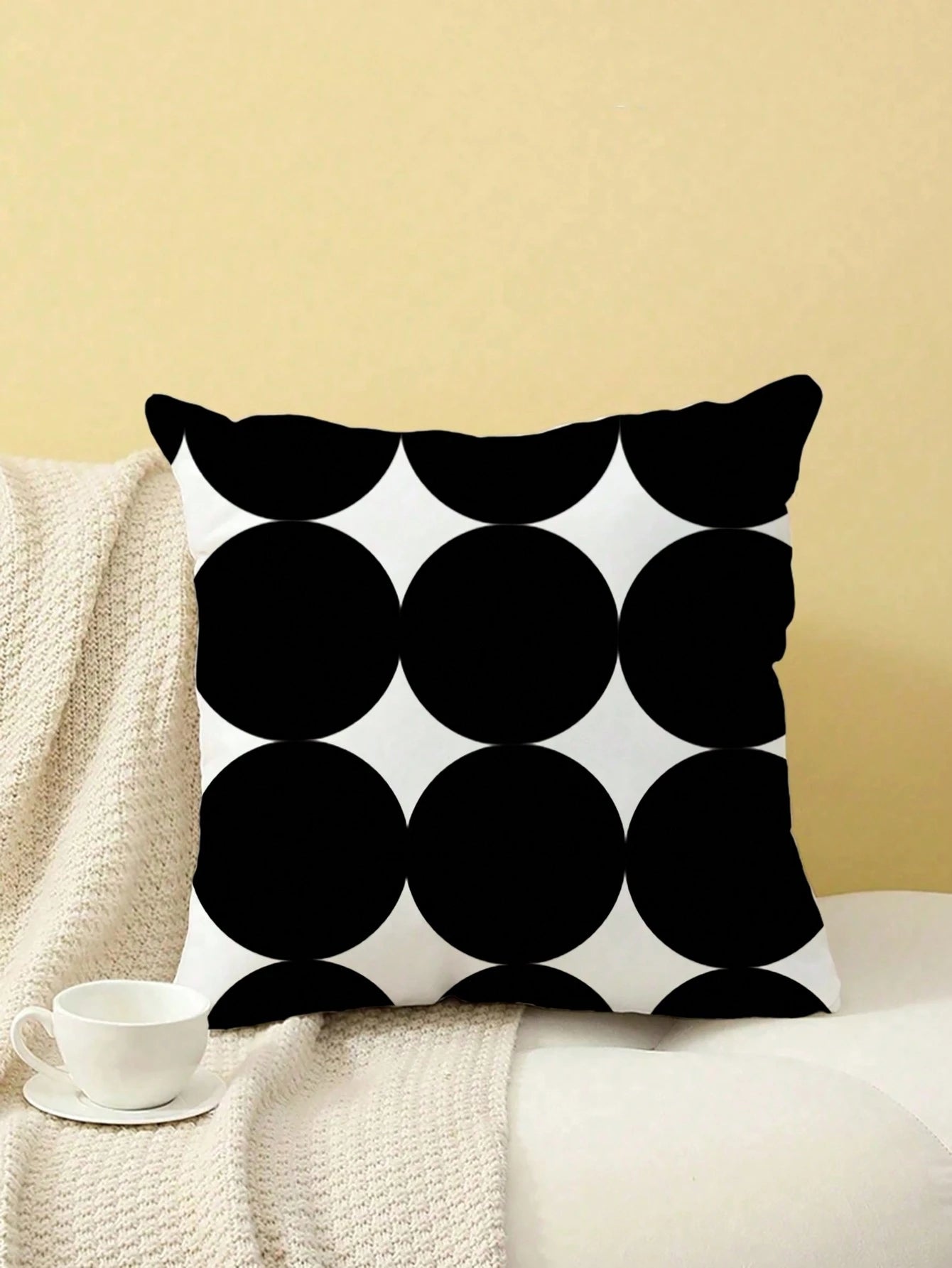 2pcs Minimalist Bohemian Black Polka Dot Print Pillow Covers, Decorative Square Cushion Covers, Multiple Sizes (Inserts Not Included), Fabric Home Decor For Bedroom, Living Room, Office