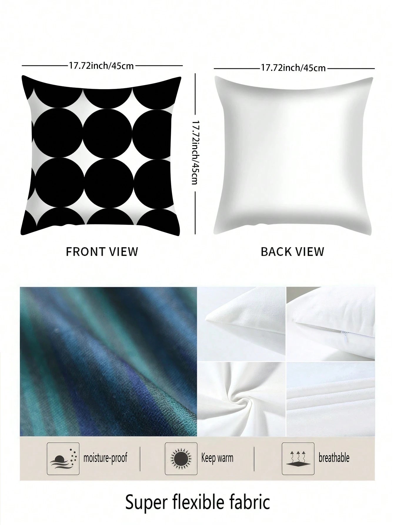 2pcs Minimalist Bohemian Black Polka Dot Print Pillow Covers, Decorative Square Cushion Covers, Multiple Sizes (Inserts Not Included), Fabric Home Decor For Bedroom, Living Room, Office