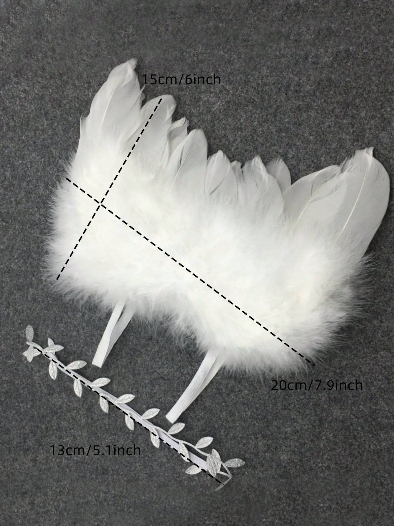 2pcs Newborn Photography Set Baby Angel Feather Wings Photo Shoot Outfits With Leaf Headband Baby Shower Family Decorations Gifts Baby Shower Easter Gift Things For Girls/Boys