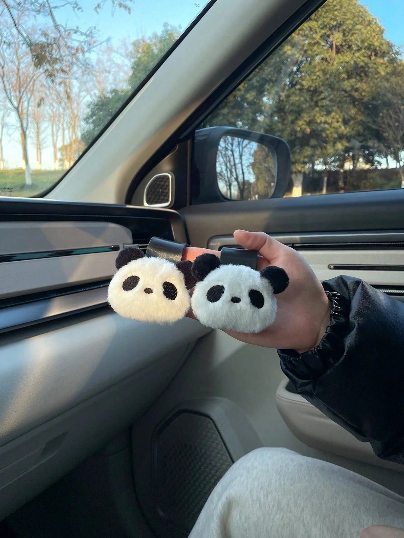 2pcs Plush Panda Car Hooks, Creative Car Seat Back Storage Hooks