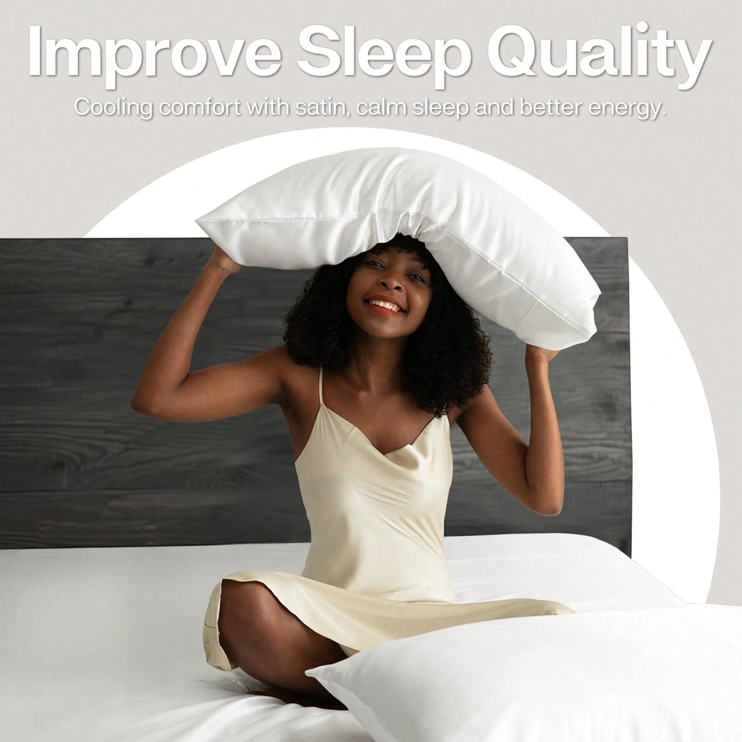 2Pcs Queen Satin Silky Smooth Breathable Envelope Pillowcase, White Cooling Cover For Hair Skin Hot Sleepers Machine Washable