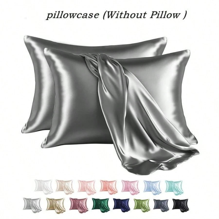 2Pcs Queen Satin Silky Smooth Breathable Envelope Pillowcase, White Cooling Cover For Hair Skin Hot Sleepers Machine Washable