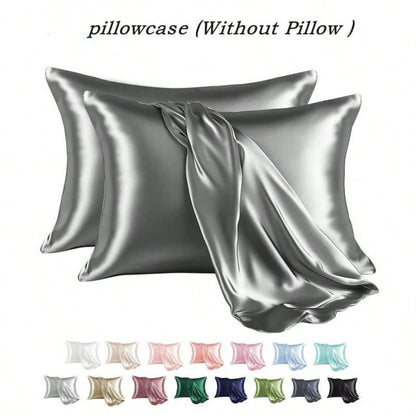 2Pcs Queen Satin Silky Smooth Breathable Envelope Pillowcase, White Cooling Cover For Hair Skin Hot Sleepers Machine Washable