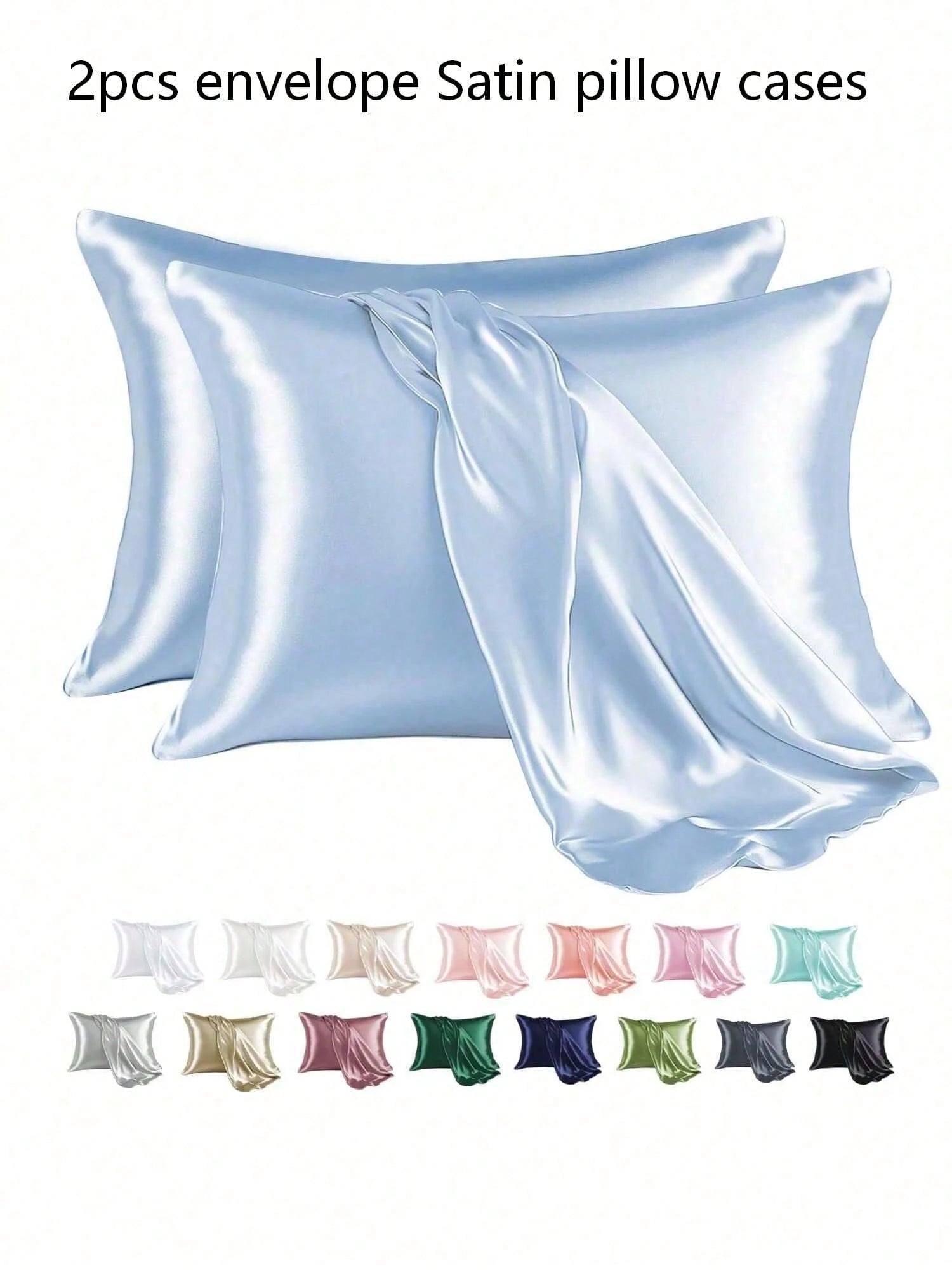 2Pcs Queen Satin Silky Smooth Breathable Envelope Pillowcase, White Cooling Cover For Hair Skin Hot Sleepers Machine Washable