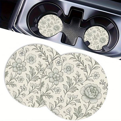 2pcs Red Cherry Black Background Pattern Theme Car Cup Holder, Non-Slip Heat-Insulating, Universal Car Cup Holder, Perfect Gift For Car Enthusiasts