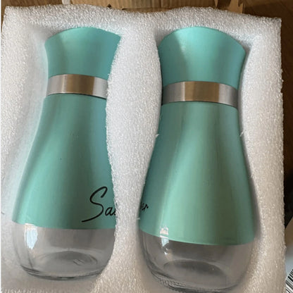 2Pcs Refillable Salt & Pepper Shakers Set- Stainless Steel & Glass Seasoning Dispensers With Labeled "Salt/Pepper"- Moisture-Proof, Elegant Kitchen Storage For Home, BBQ & Dining
