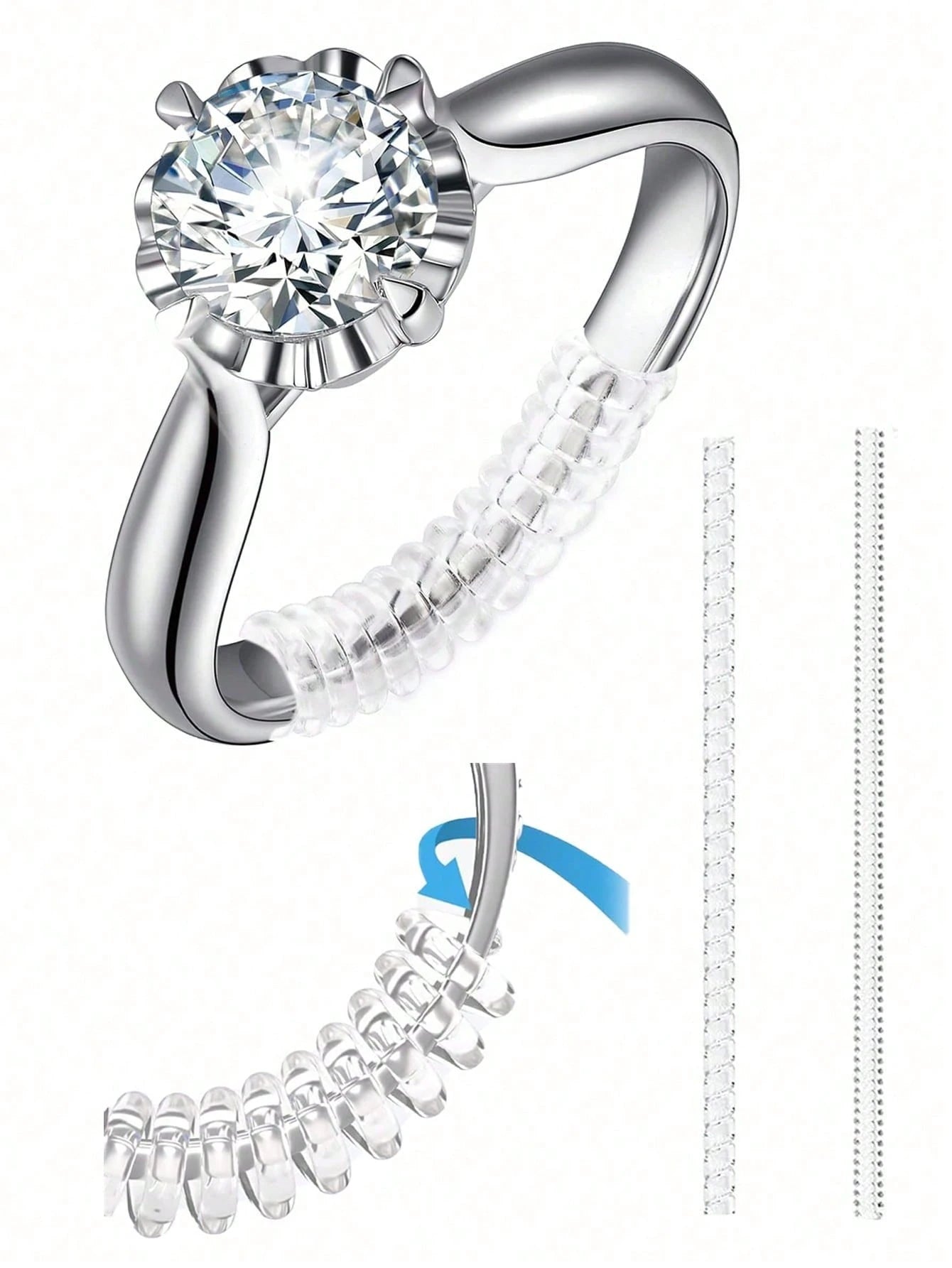 2pcs Ring Size Adjuster,Spiral Silicone Tightener Set,Transparent Adjustment Spring,Adjusting The Rope,For Loose Rings,Invisible Ring Guard