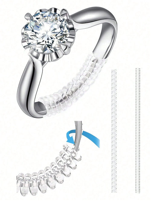 2pcs Ring Size Adjuster,Spiral Silicone Tightener Set,Transparent Adjustment Spring,Adjusting The Rope,For Loose Rings,Invisible Ring Guard