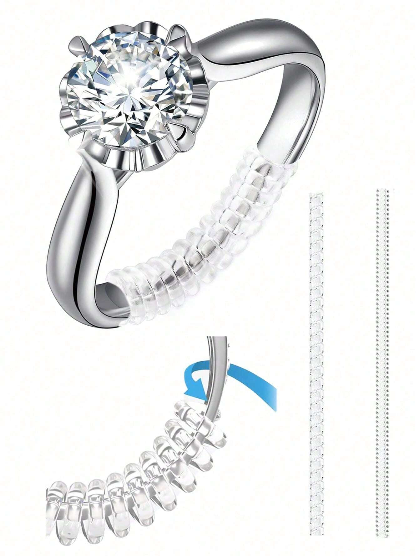 2pcs Ring Size Adjuster,Spiral Silicone Tightener Set,Transparent Adjustment Spring,Adjusting The Rope,For Loose Rings,Invisible Ring Guard