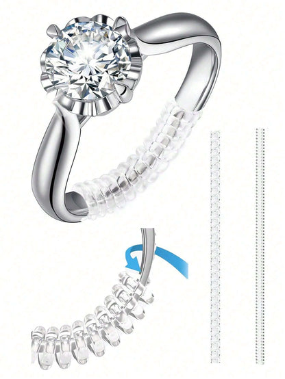 2pcs Ring Size Adjuster,Spiral Silicone Tightener Set,Transparent Adjustment Spring,Adjusting The Rope,For Loose Rings,Invisible Ring Guard