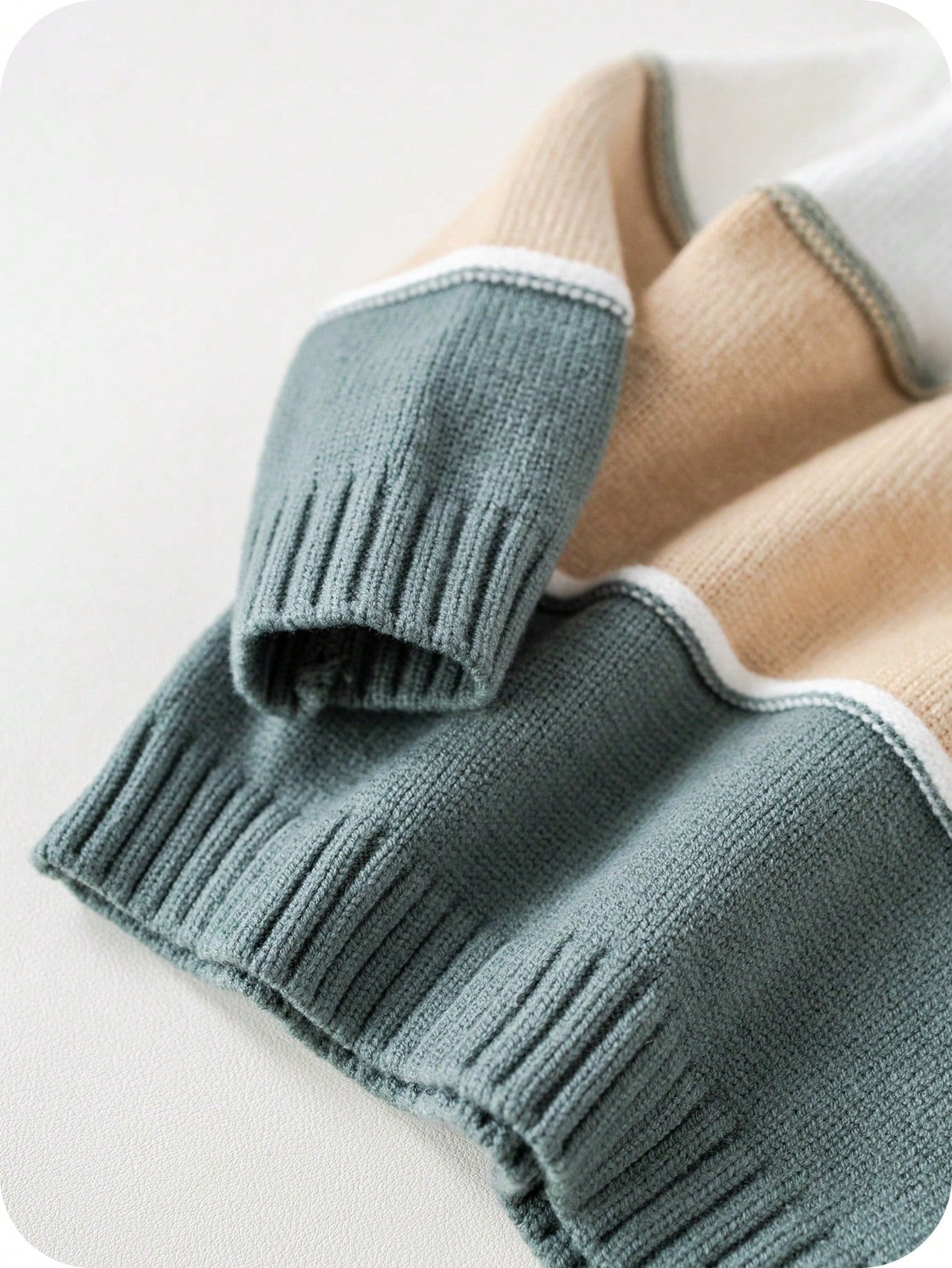 2pcs/Set Baby Boy/Girl Green And White Striped Sweater Top&Pants Outfit,Autumn Modest Matching Family Casual Dropped Shoulder Ribbed Cuff Clothes