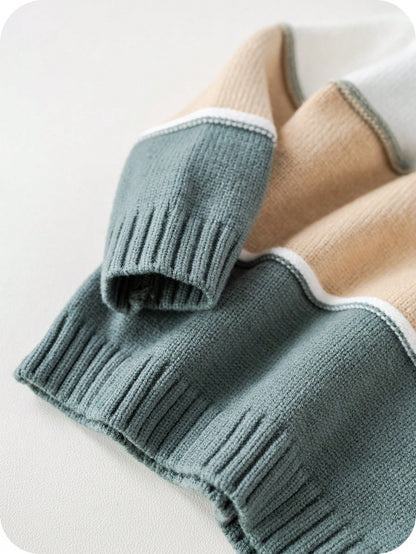 2pcs/Set Baby Boy/Girl Green And White Striped Sweater Top&Pants Outfit,Autumn Modest Matching Family Casual Dropped Shoulder Ribbed Cuff Clothes
