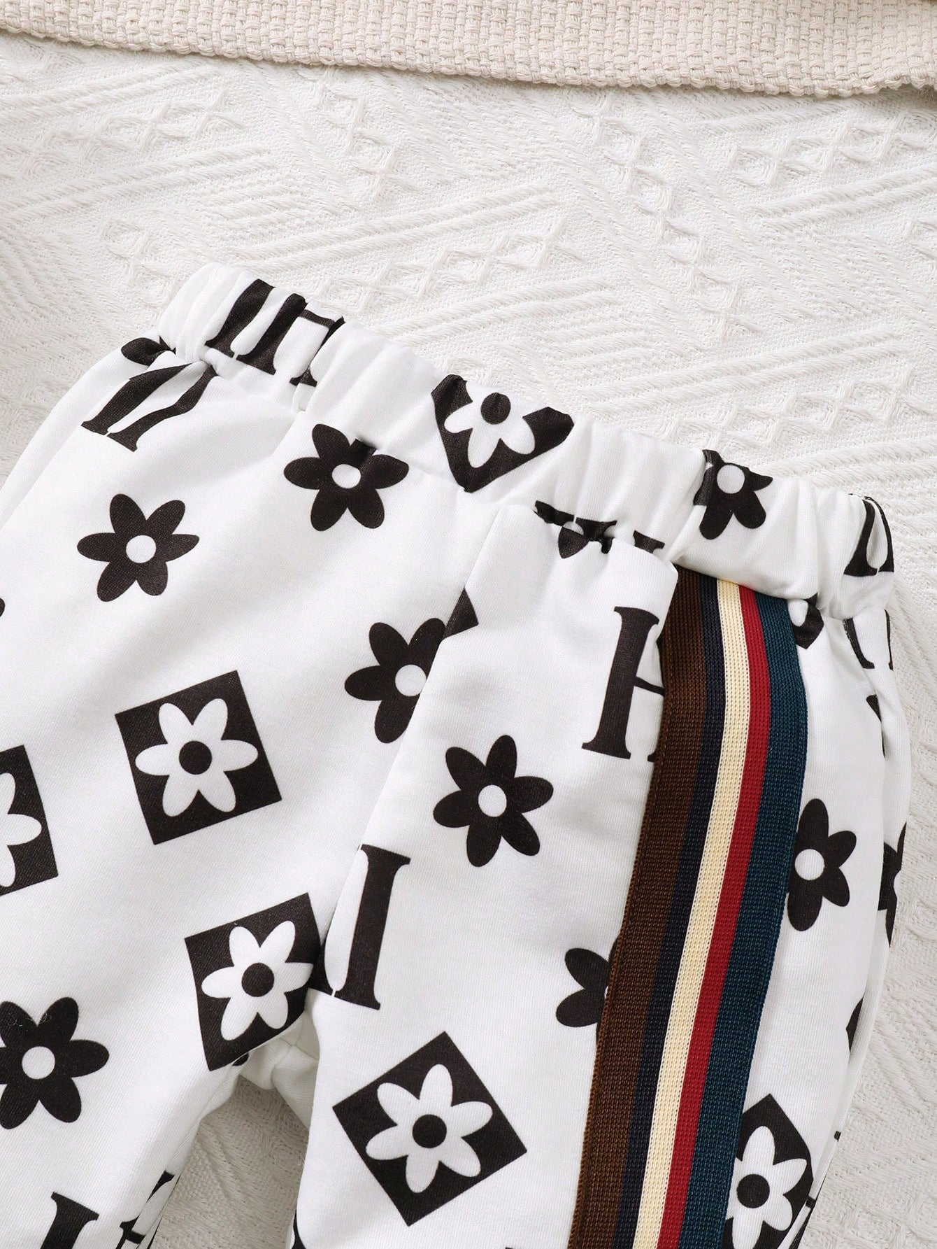 2pcs/Set Baby Boys Crew Neck Patchwork Ribbon Casual Long Sleeve Sweatshirt Outfit, Autumn/Winter