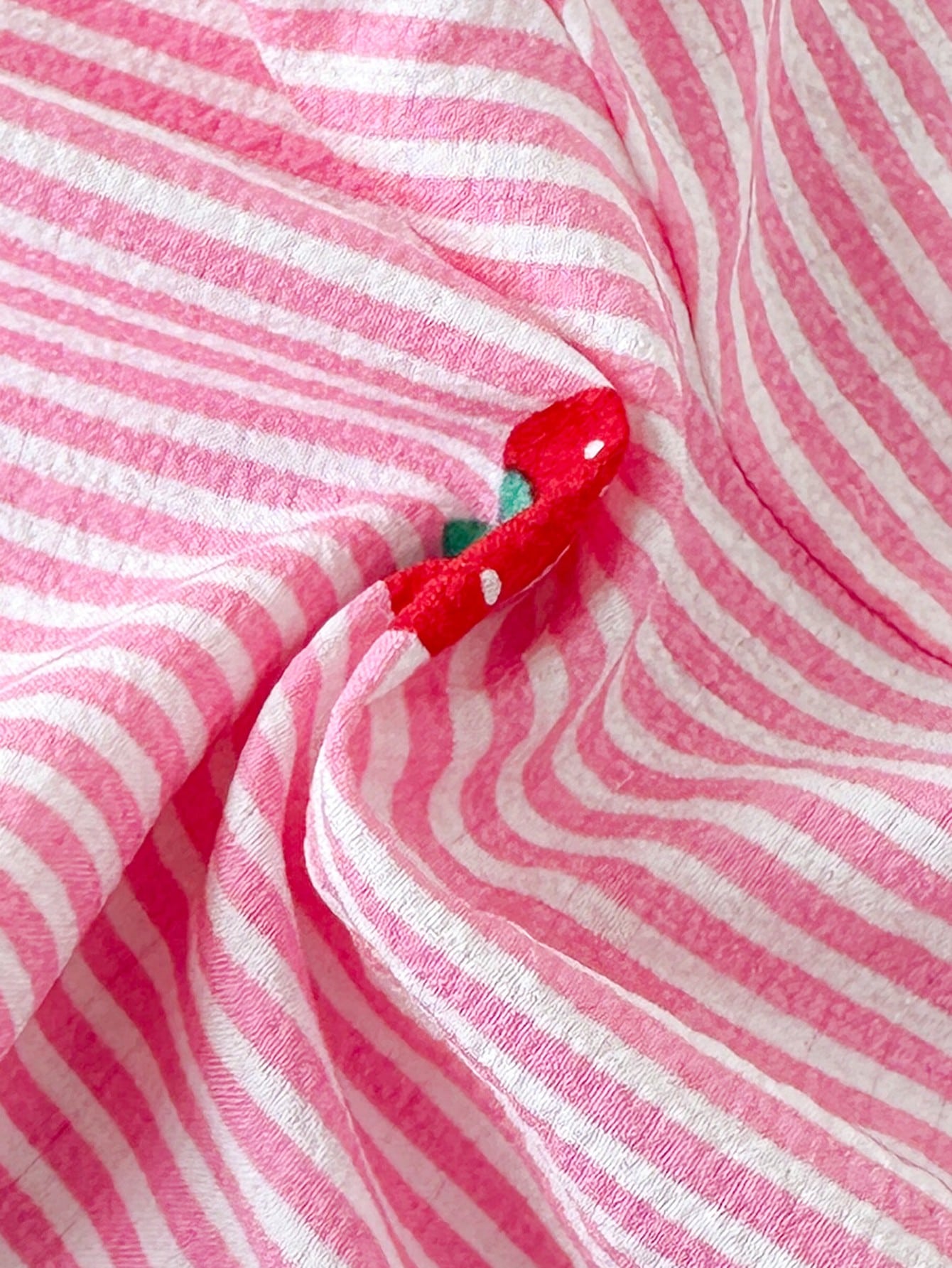 2pcs/Set Baby Girls' Sweet Cute Blue And White Stripe Strawberry Print Bow Decor Sleeveless Top & Wide Leg Pants Set Summer Vacation Casual Outfits