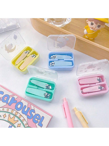 2pcs/Set Baby Nail Clippers, Cute Portable Nail Scissors Grooming Kit For Infant Fingernails And Toenails