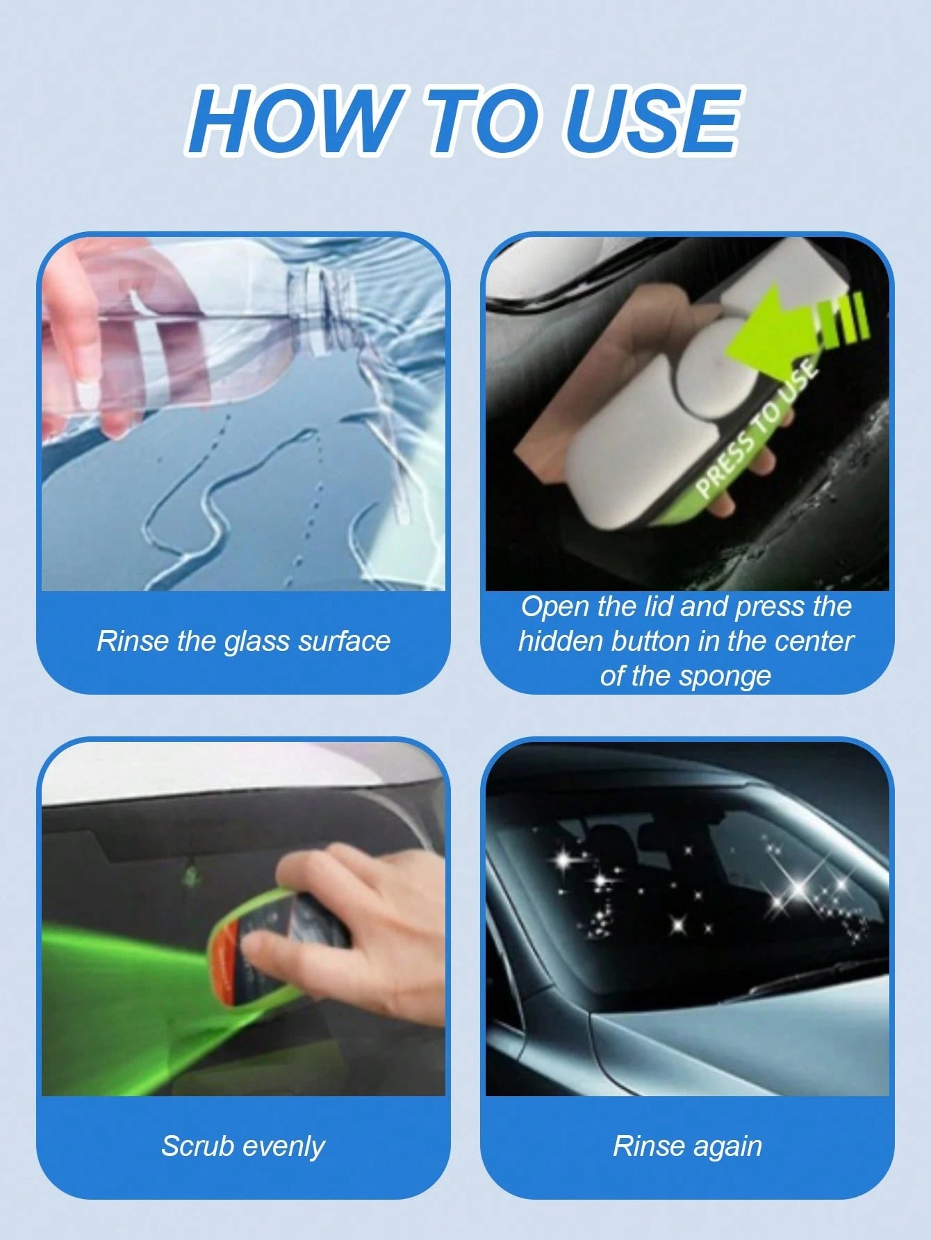 2pcs/Set Car Windshield Anti-Fog Kit- ABS Resin Cleaning Brush With Applicator Sponge And Microfiber Cloth, Removes Oil, Water Stains And Fog, Improves Visibility, Universal For Windshield, Side Wind