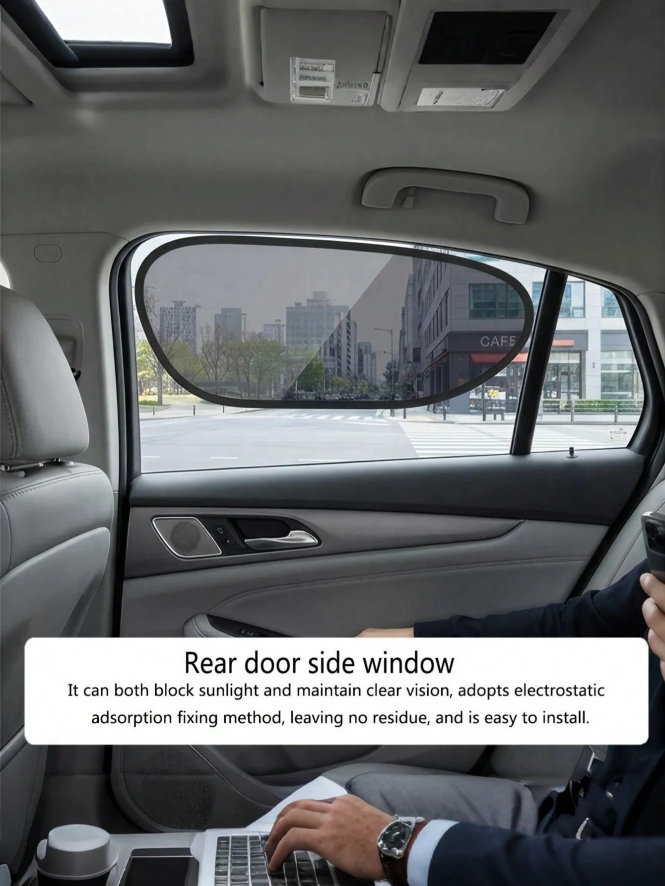 2pcs/Set Car Windshield Side Window Sun Shade- Static Cling Dark Transparent Film, Suitable For Low Angle Sunlight, Provides UV Protection And Ventilation, Easy To Install And Remove, For Driver And