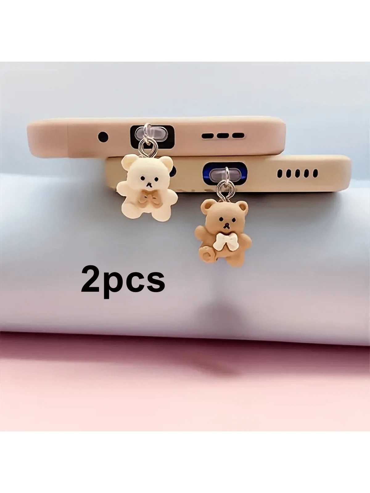 2pcs/Set Cartoon Couple Bear Love Story Phone Dust Plug Decoration