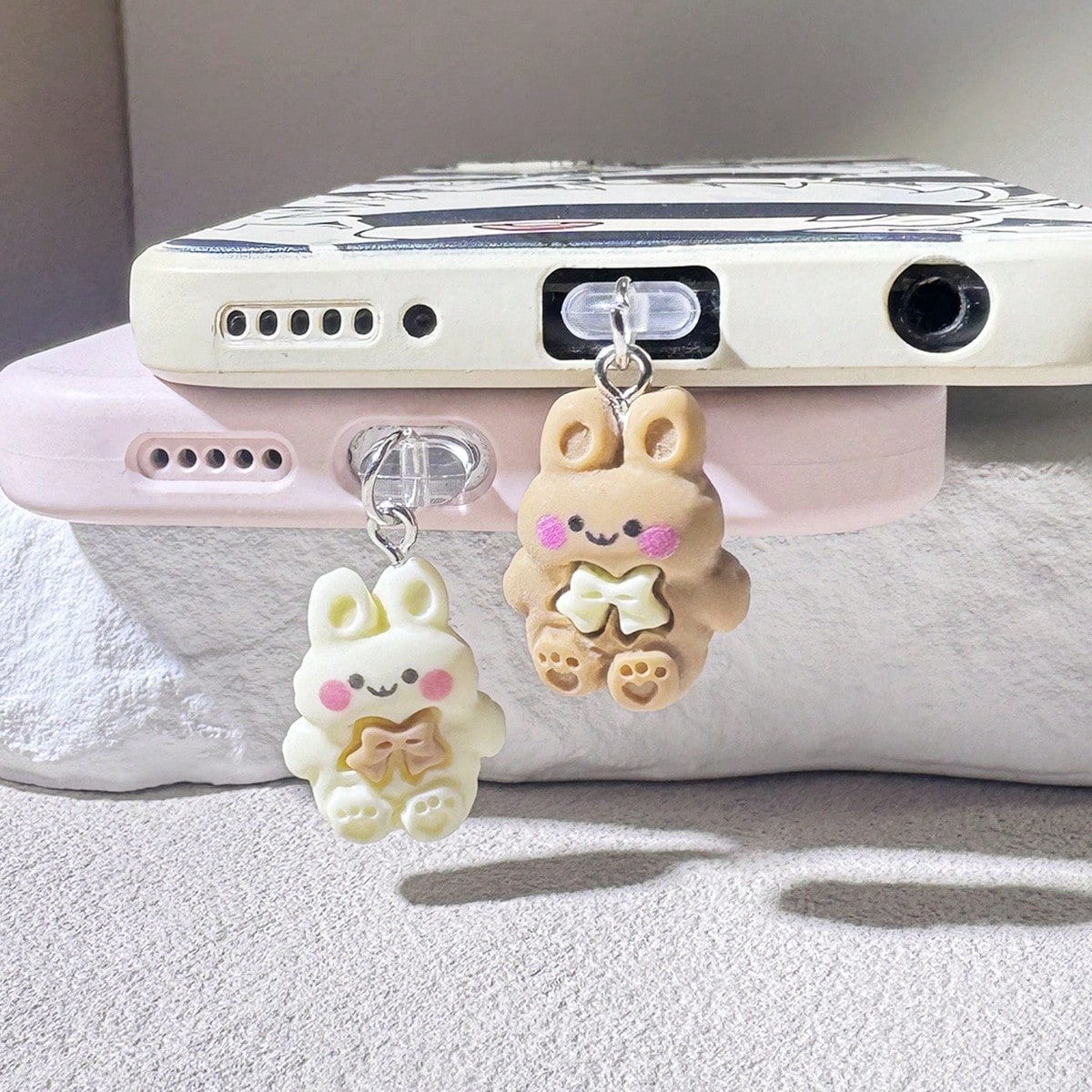 2pcs/Set Cartoon Couple Bear Love Story Phone Dust Plug Decoration