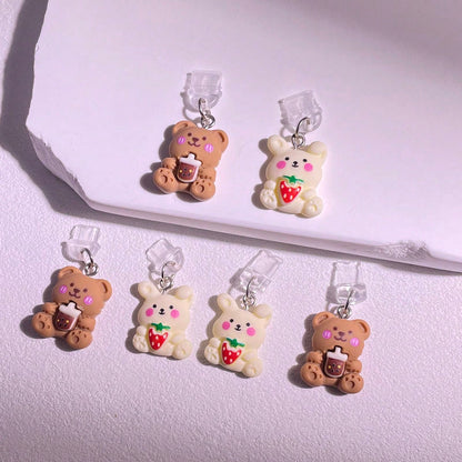 2pcs/Set Cartoon Couple Bear Love Story Phone Dust Plug Decoration