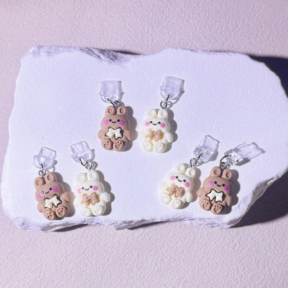 2pcs/Set Cartoon Couple Bear Love Story Phone Dust Plug Decoration