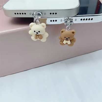 2pcs/Set Cartoon Couple Bear Love Story Phone Dust Plug Decoration