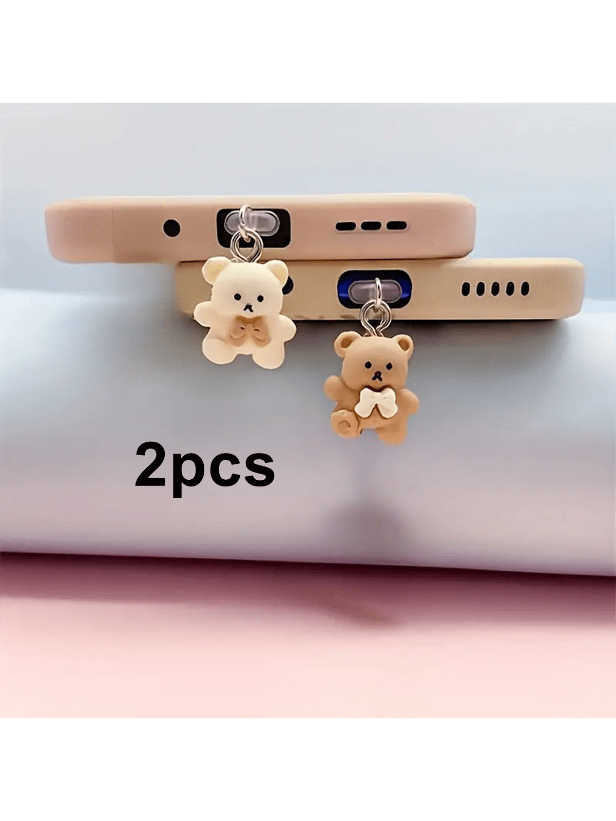2pcs/Set Cartoon Couple Bear Love Story Phone Dust Plug Decoration