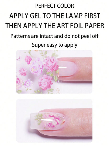 2pcs/Set Perfect Color Nail Foil Paper, Suitable For Foil Stickers, Nail Gel, Foil Transfer Gel, 12ml Transfer Gel, Essential For Nail Art DIY Enthusiasts, Requires LED Lamp, Removable Nails