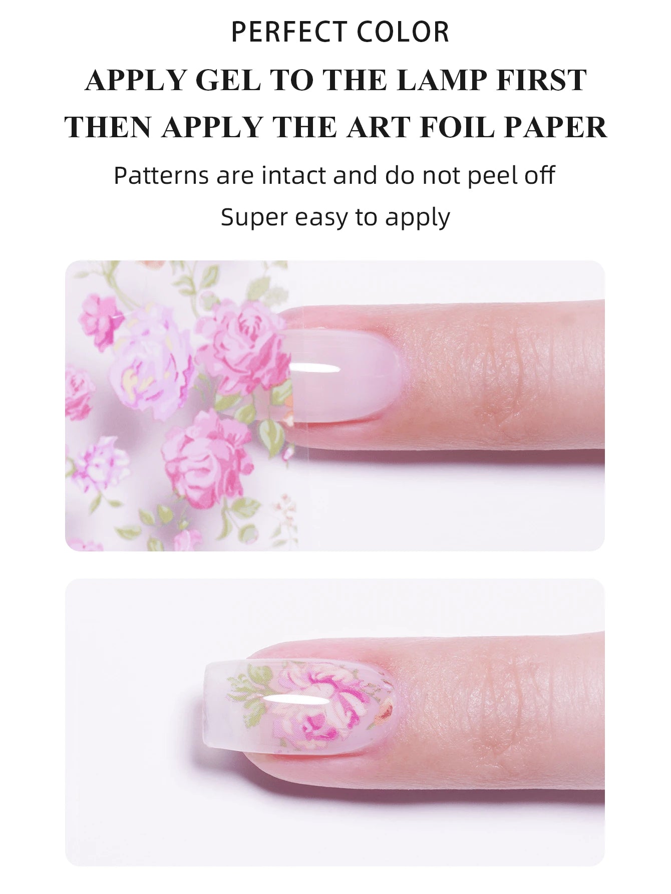 2pcs/Set Perfect Color Nail Foil Paper, Suitable For Foil Stickers, Nail Gel, Foil Transfer Gel, 12ml Transfer Gel, Essential For Nail Art DIY Enthusiasts, Requires LED Lamp, Removable Nails