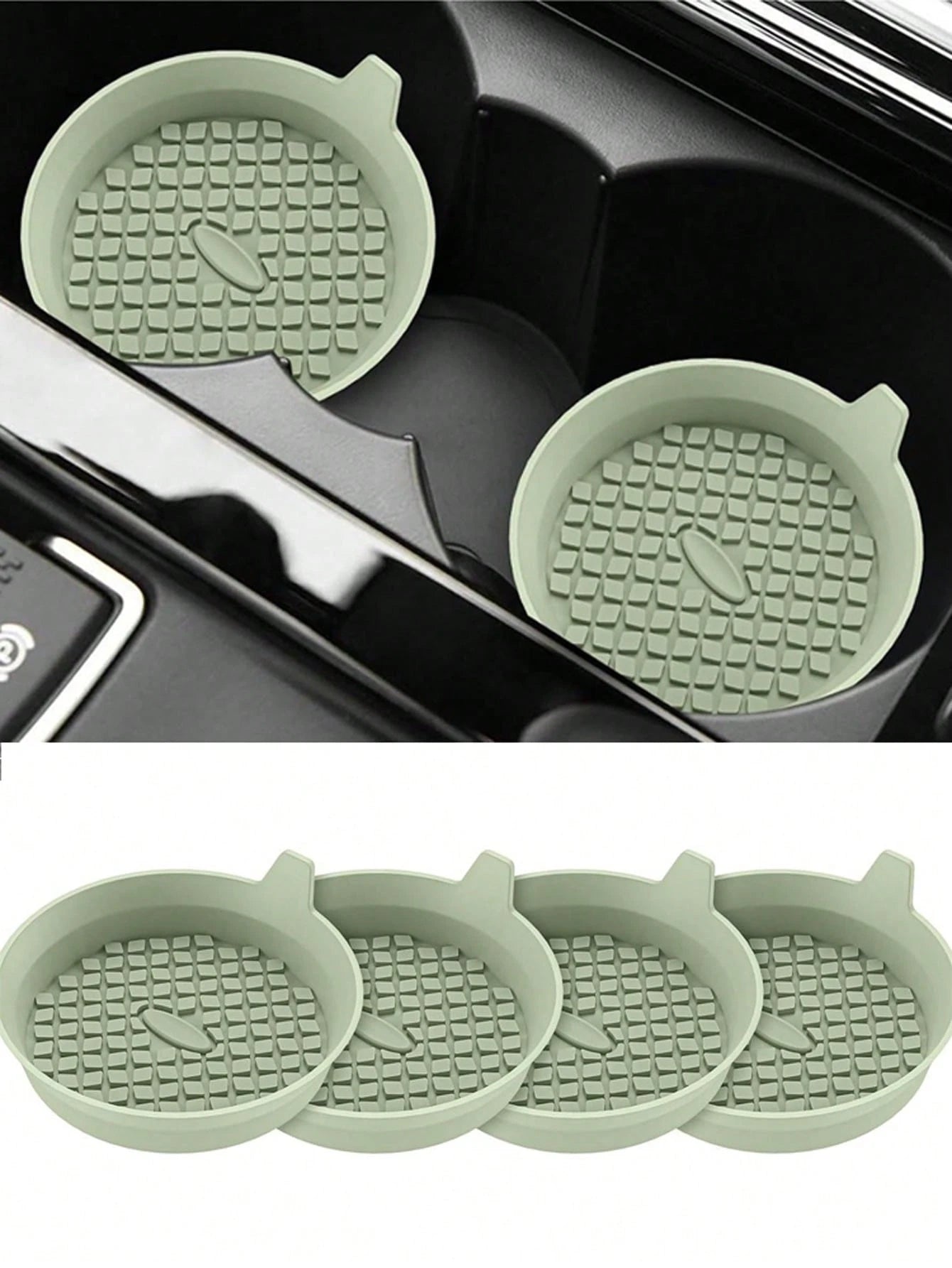 2pcs Silicone Cup Holder Mats With Anti-Slip Pad- Car Accessories- Durable Interior Decor- Automotive Decoration