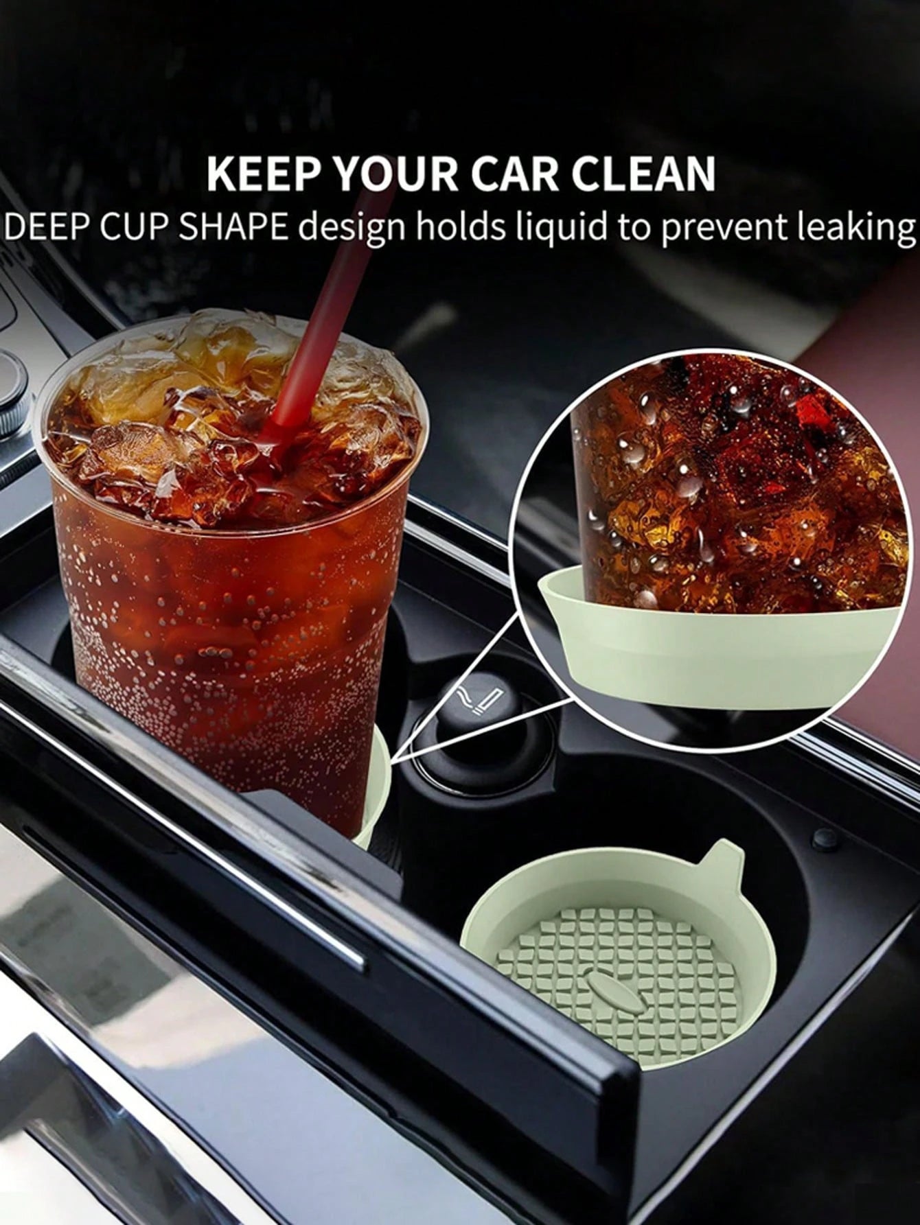 2pcs Silicone Cup Holder Mats With Anti-Slip Pad- Car Accessories- Durable Interior Decor- Automotive Decoration