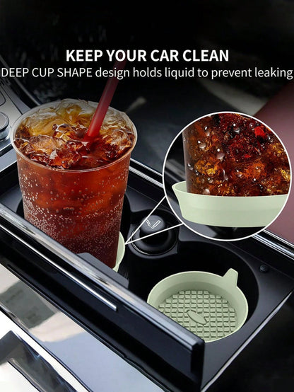 2pcs Silicone Cup Holder Mats With Anti-Slip Pad- Car Accessories- Durable Interior Decor- Automotive Decoration