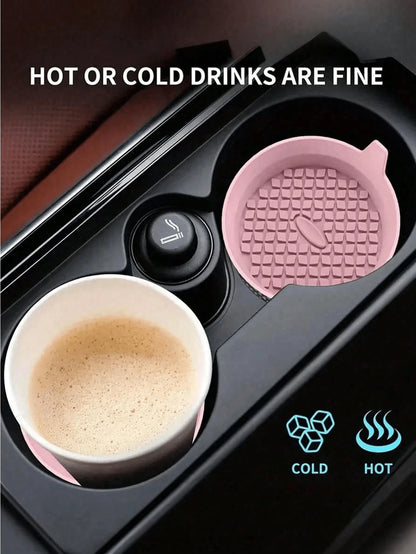 2pcs Silicone Cup Holder Mats With Anti-Slip Pad- Car Accessories- Durable Interior Decor- Automotive Decoration