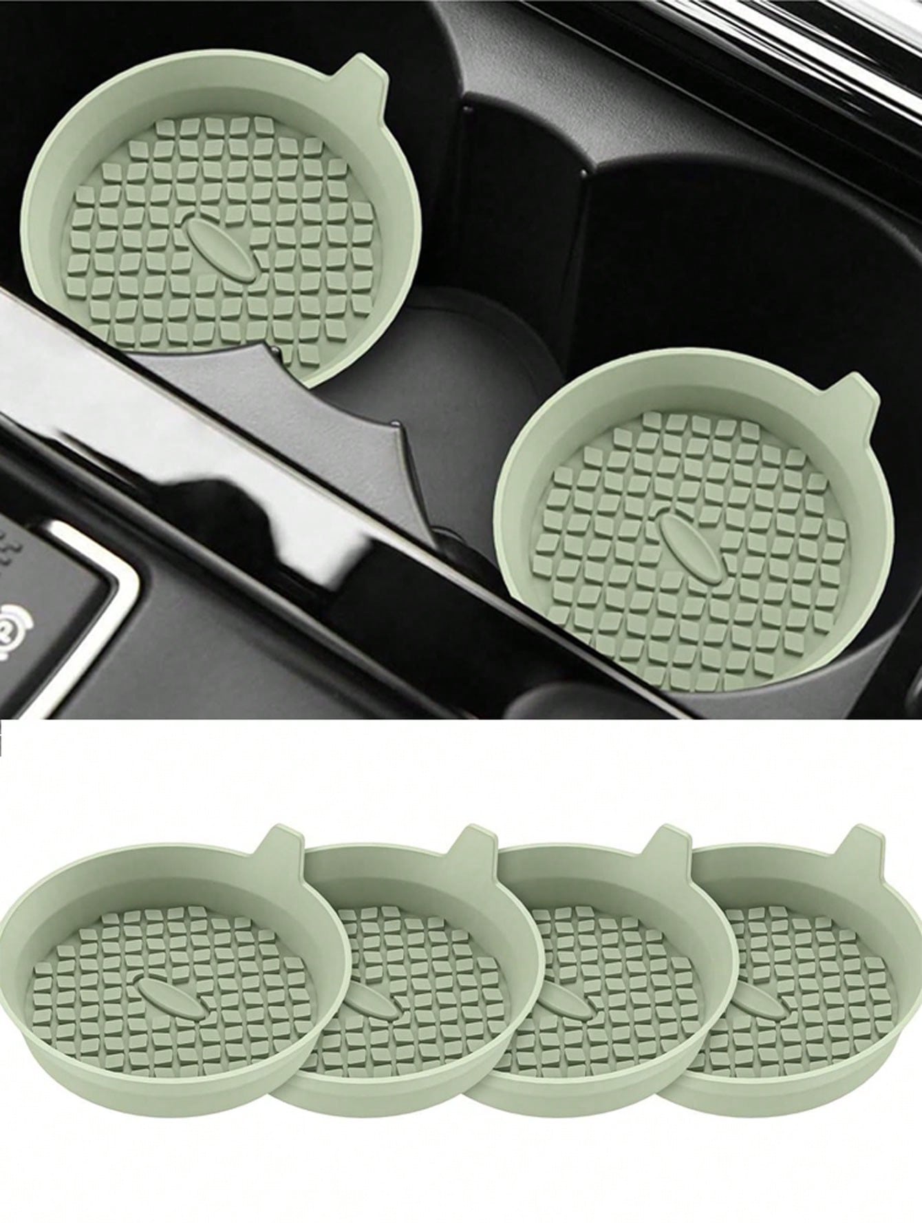 2pcs Silicone Cup Holder Mats With Anti-Slip Pad- Car Accessories- Durable Interior Decor- Automotive Decoration