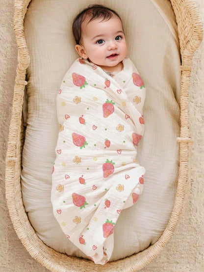 2pcs Soft Cotton Gauze Swaddle Blankets, Breathable Lightweight Suitable For Newborn & Infant Baby Boys Girls Cartoon Pattern
