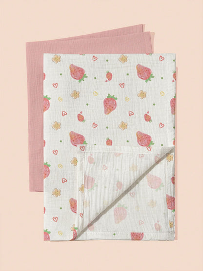 2pcs Soft Cotton Gauze Swaddle Blankets, Breathable Lightweight Suitable For Newborn & Infant Baby Boys Girls Cartoon Pattern