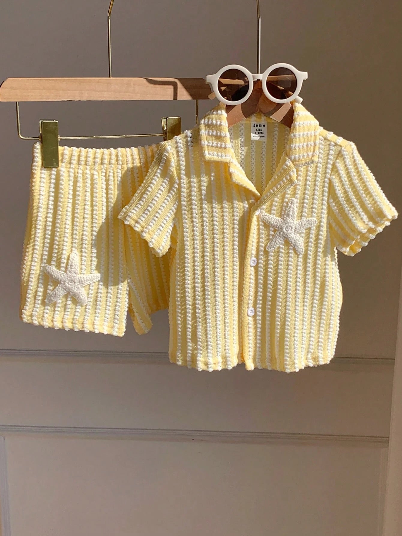 2pcs Unisex Baby Boy/Girl Casual Cute Striped Short Sleeve Shirt And Shorts Set, Baby Boy Outfit Sets, Baby Boy Summer Clothes
